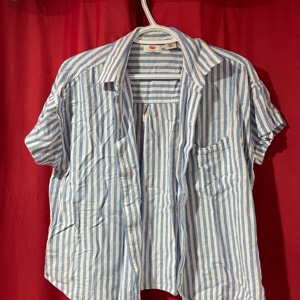 Levi's Casual Blue and White Striped Shirt